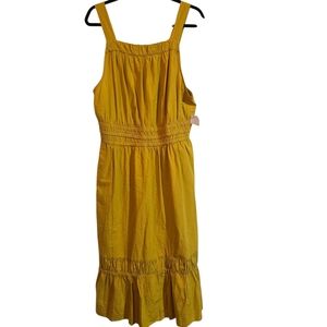 Time and Tru Yellow Cotton/Viscose Midi Dress